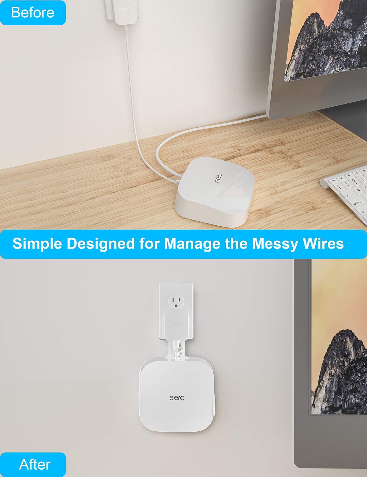 CoolWUFAN white finish blends with home decor and routers