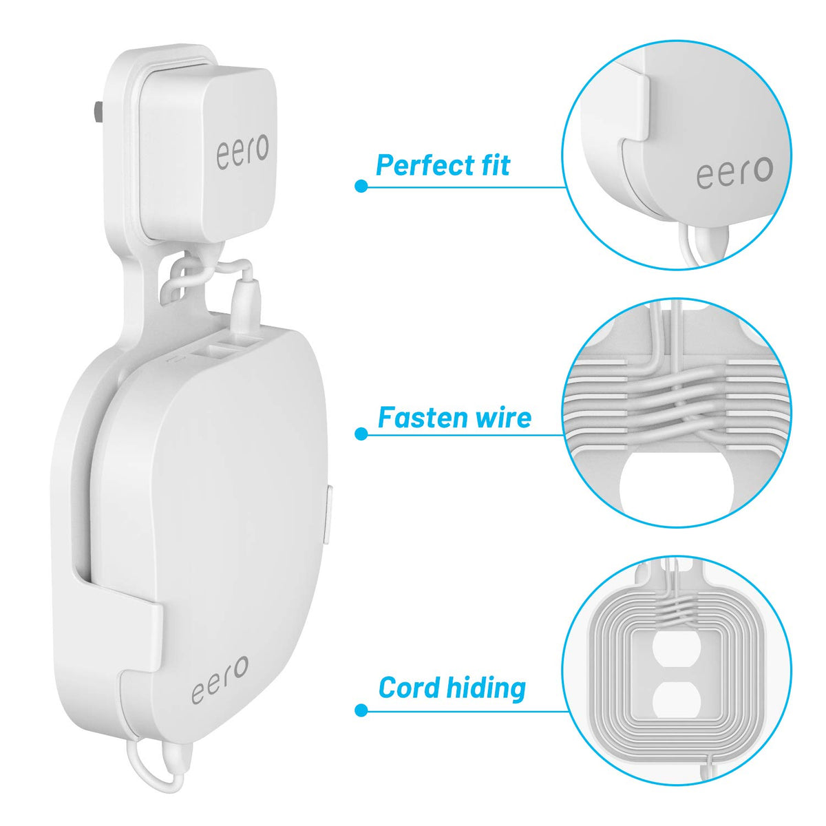COOLWUFAN eero wall mount installed on wall near a socket