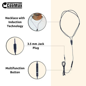 COOMAX close-up of earpiece anatomy highlighting comfortable secure fit