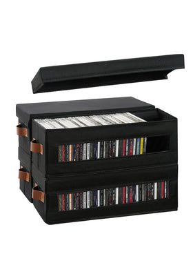 Coorganisers 4-pack CD storage box with visible window keeps your collection organized at a glance.