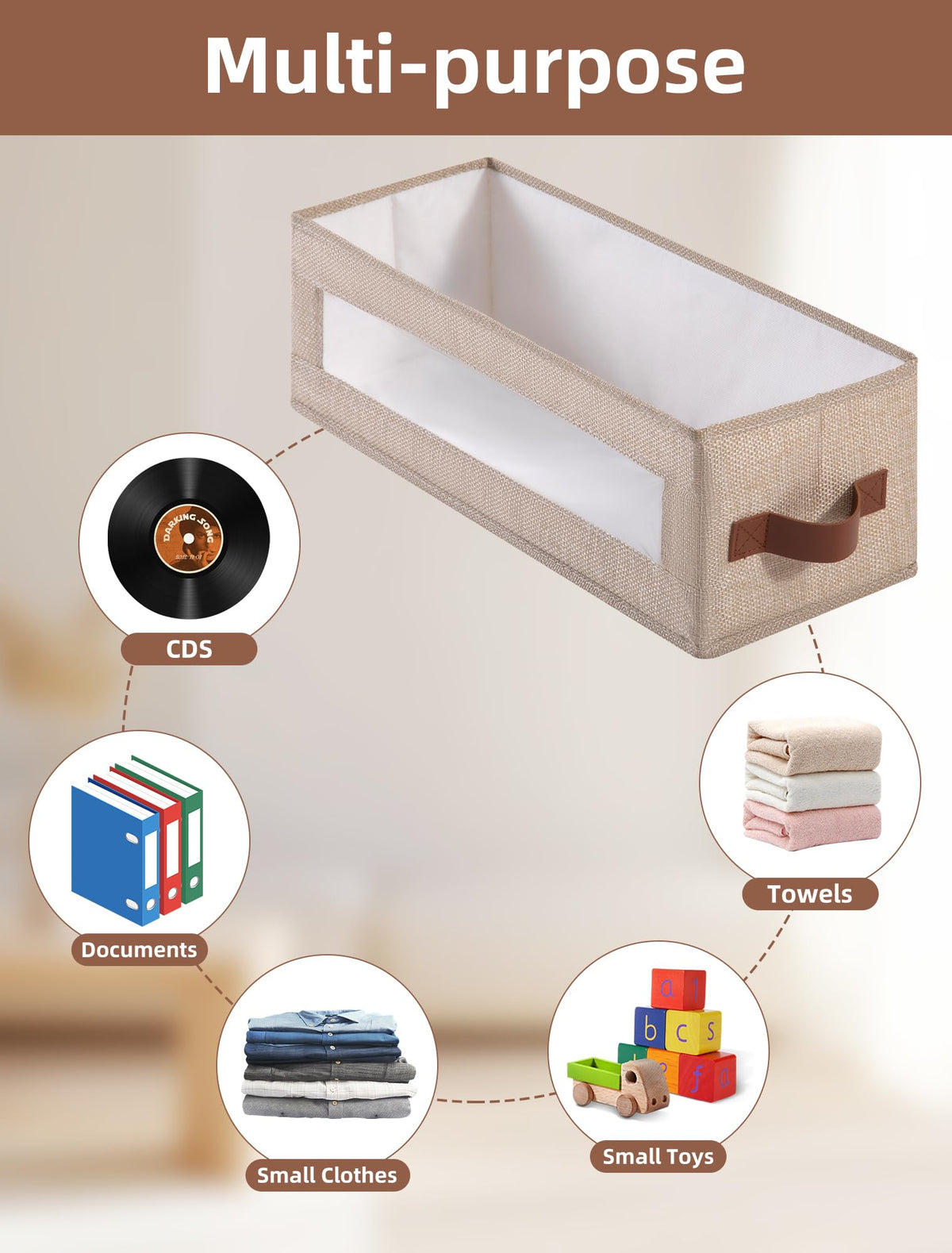 Multi-purpose storage solution for towels, toys, or office supplies