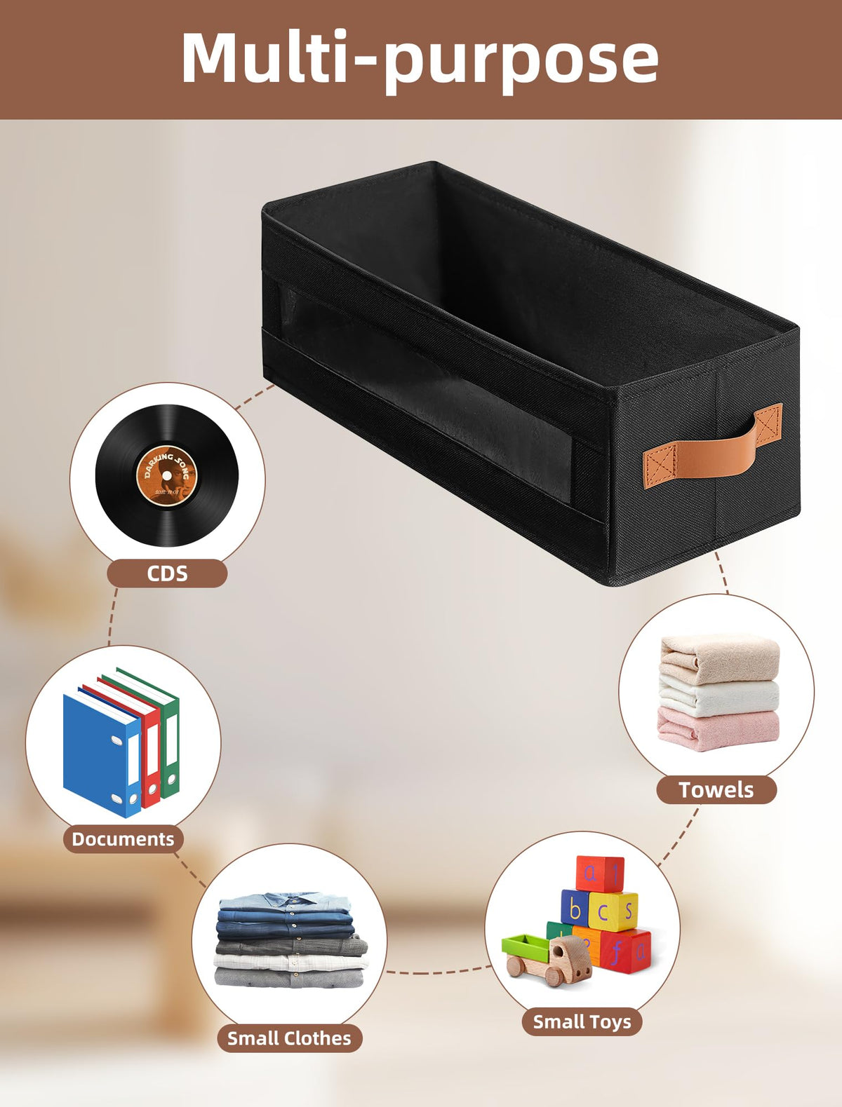Coorganisers multi-purpose storage boxes fit towels, toys, supplies, or clothing.