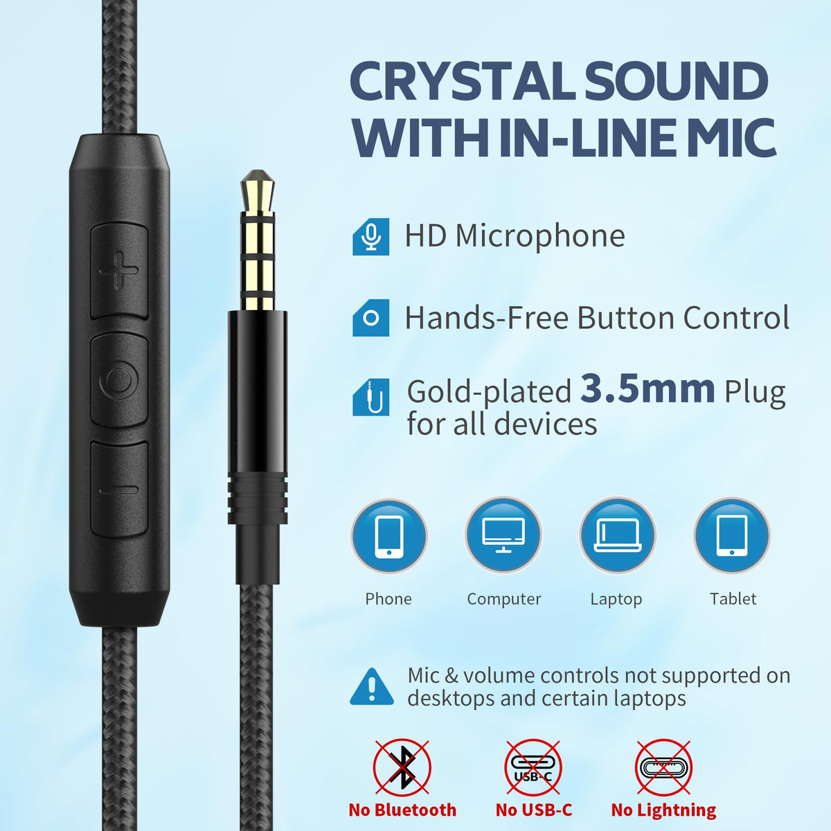 COOSII AC01 gold-plated 3.5mm plug and cable detail for wide compatibility