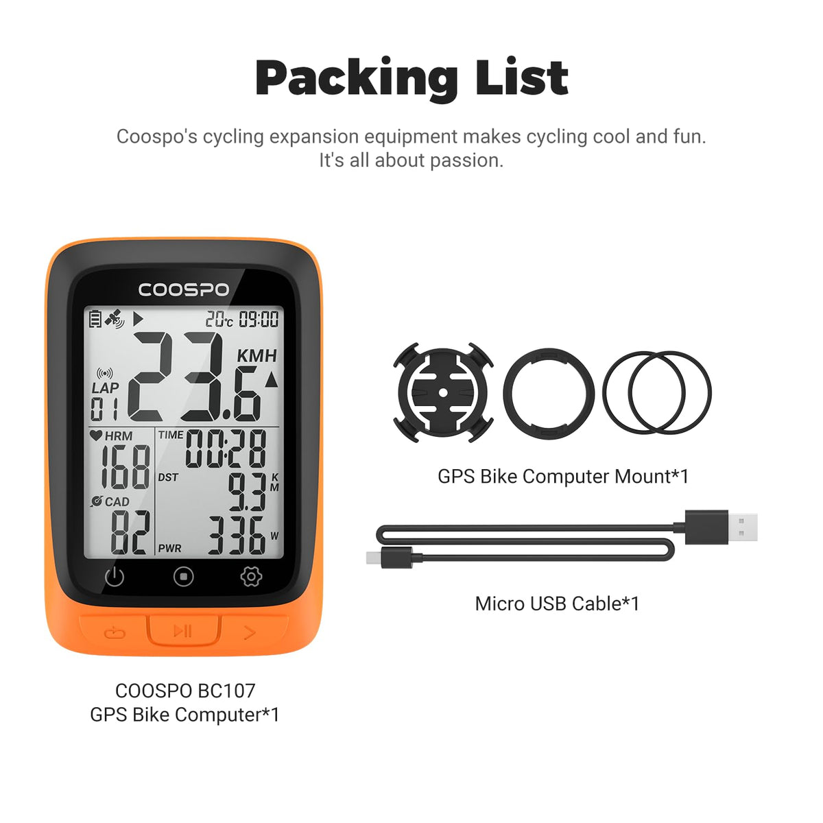 CooSpo BC107 paired to smartphone app for quick sync and Strava export