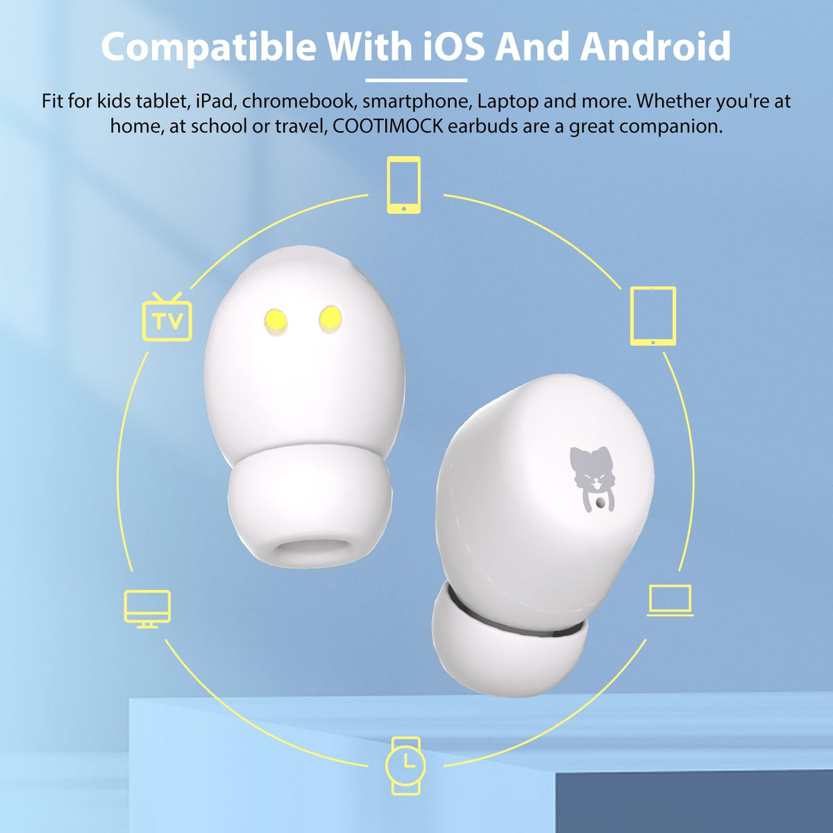 COOTIMOCK Kids Earbuds Bluetooth 5.3 ensures stable wireless pairing