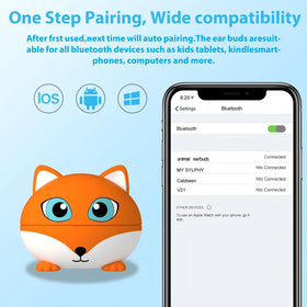 COOTIMOCK Kids Earbuds in a fox charging case for portable charging