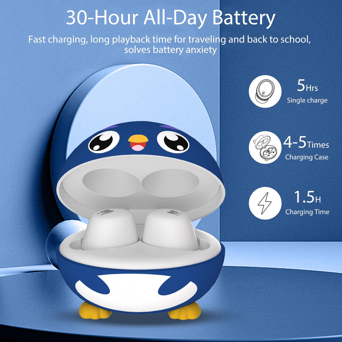COOTIMOCK Kids Earbuds with three ear cap sizes for a secure custom fit