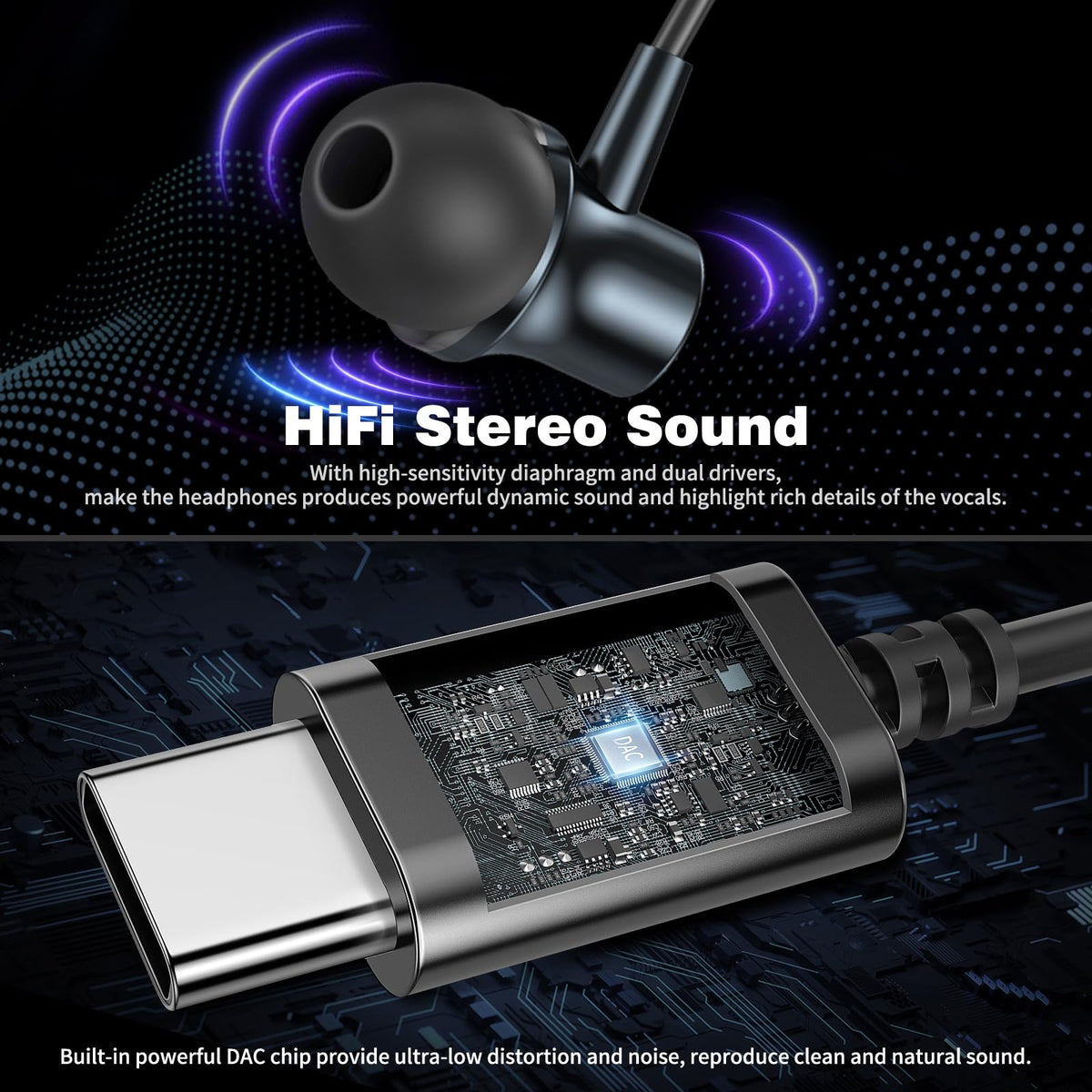 COOYA angled earbud fit detail in ear, demonstrates comfortable ergonomic seal