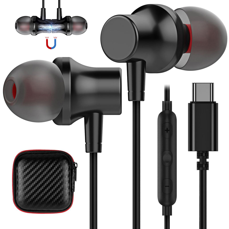 COOYA front packaging showing USB‑C earbuds and case, highlights portability