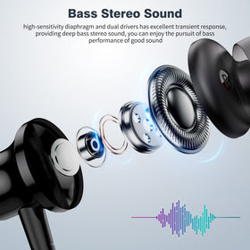 COOYA inline microphone and buttons, enables hands‑free control and calls