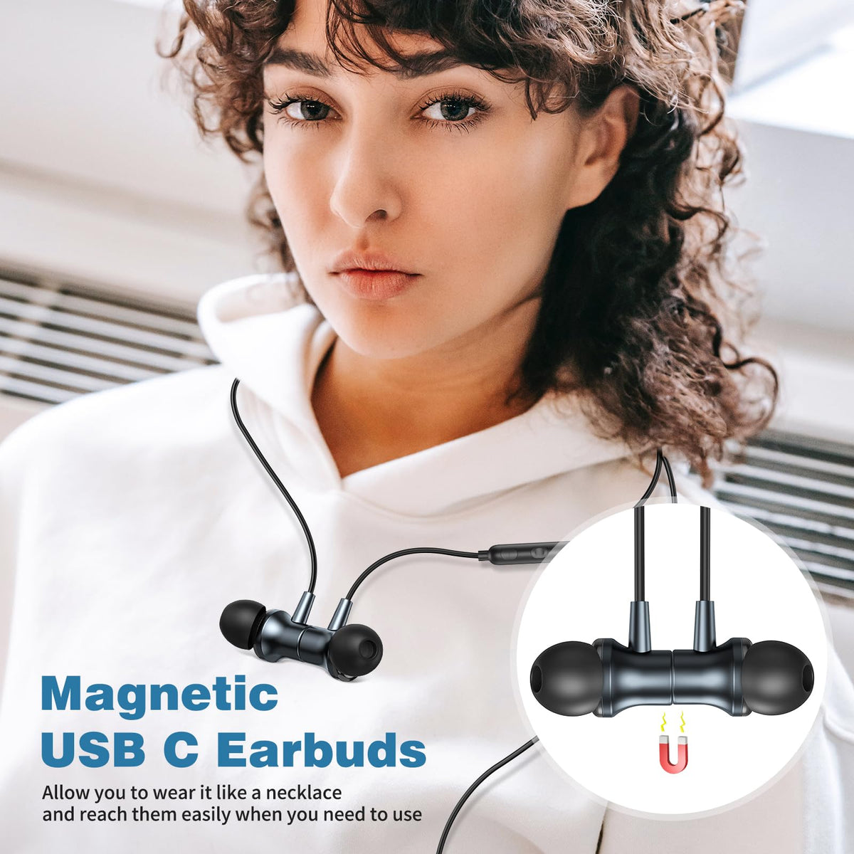 COOYA inline mic and controls close-up, enables hands-free calls and playback