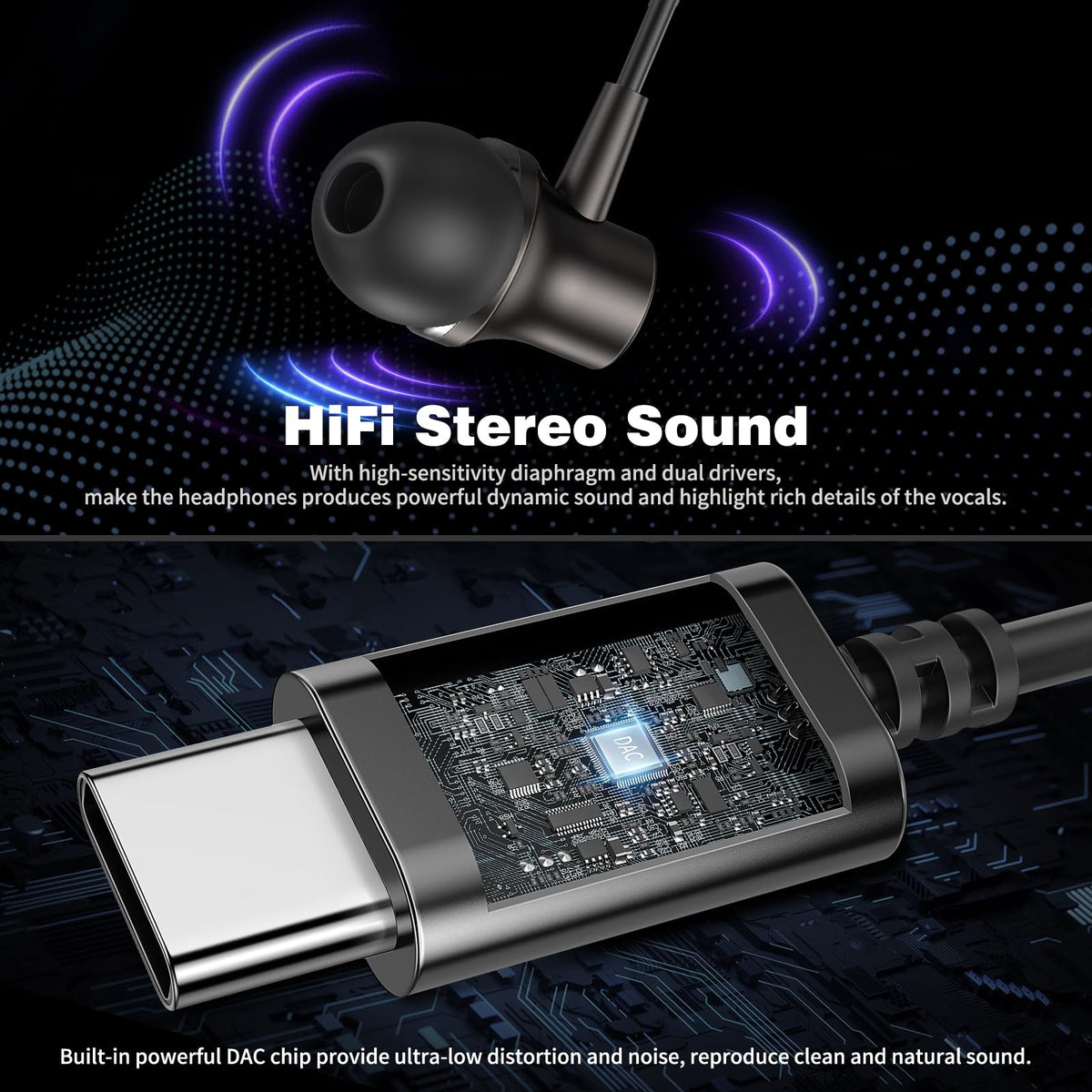 COOYA inline microphone and controls close-up for hands-free call convenience