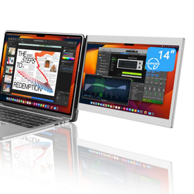 CopGain P1M mounted on MacBook for seamless dual-screen workflow