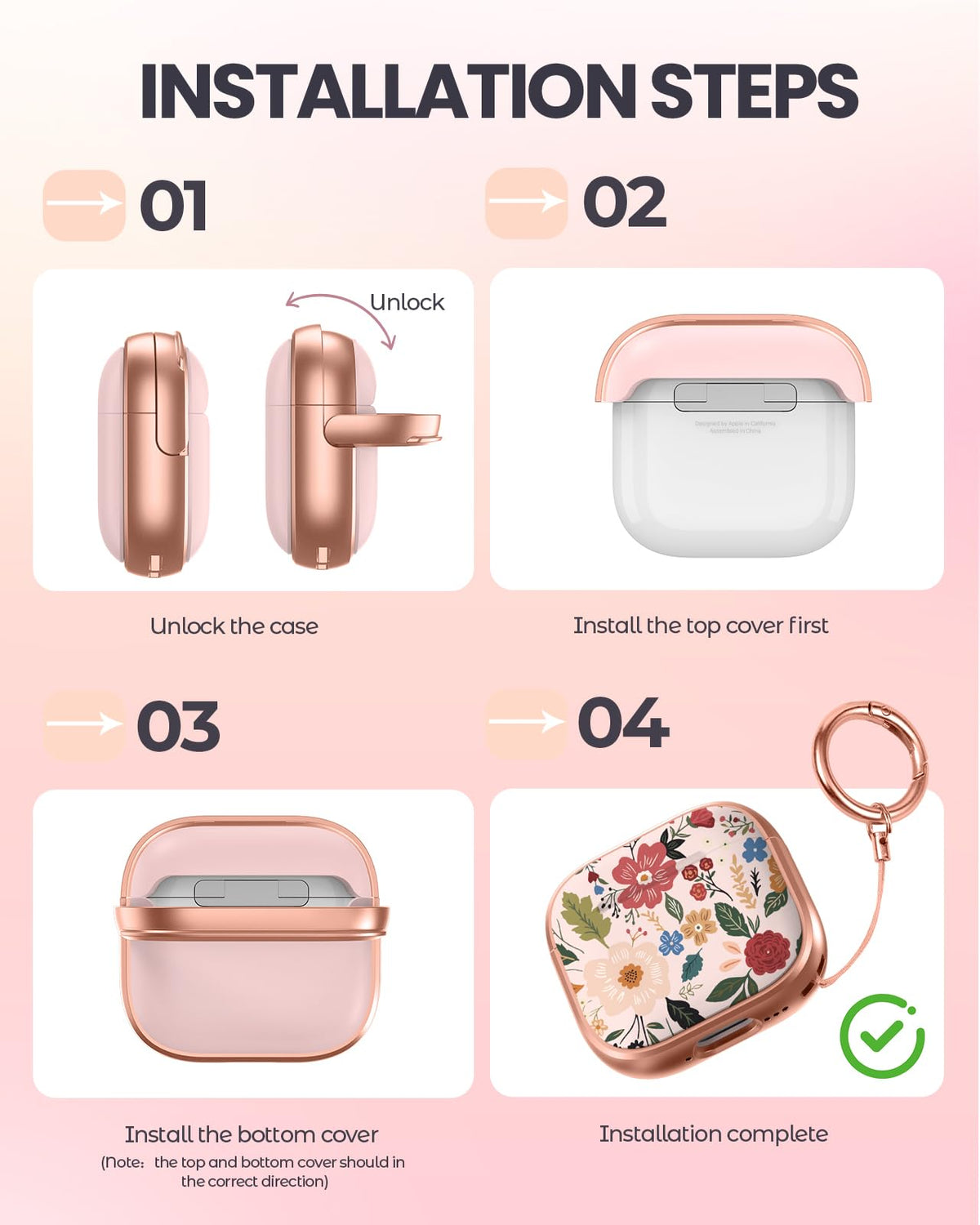 Coralogo AirPods 4 case with safety lock ensures the top cover stays secured.
