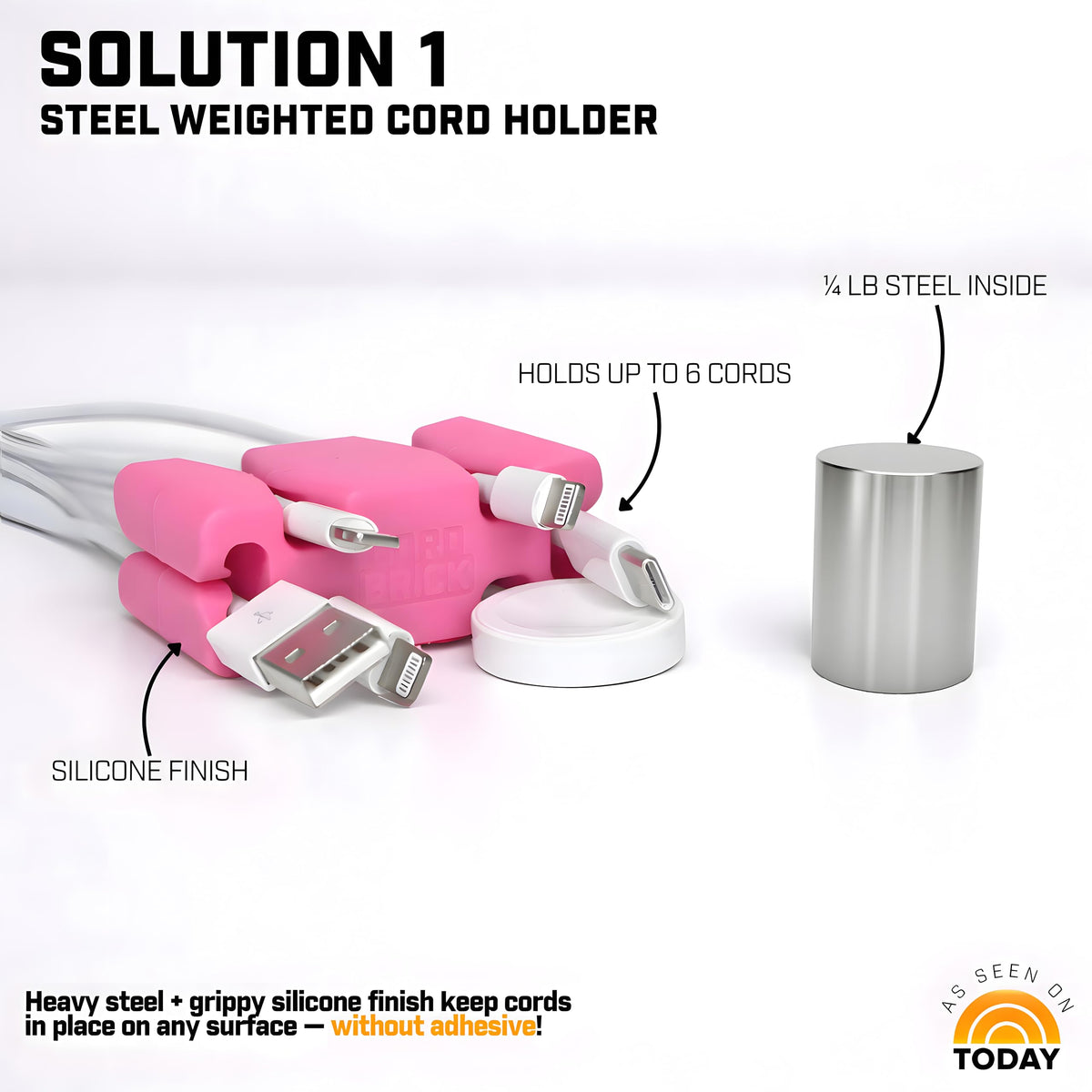 CordBrick silicone close-up highlighting soft texture and cable grooves for protection
