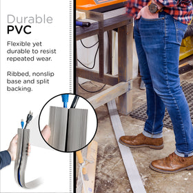 Cordinate 6ft floor cord cover bottom split channel enables easy wire feeding.