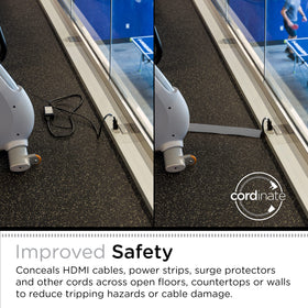 Cordinate floor cord cover top view shows a slim, decor-friendly silhouette.