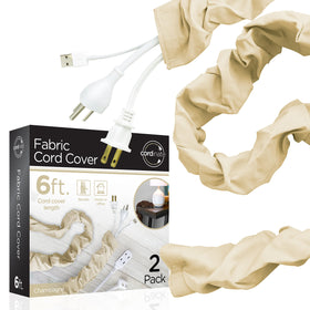 Cordinate fabric cord cover 6ft conceals lamps and fixtures for a tidy setup
