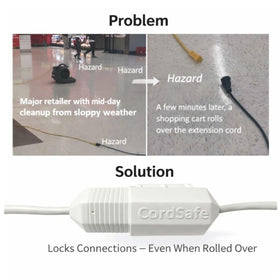 CordSafe Plus fits 18–12 AWG extension cords for versatile use with lights and tools.