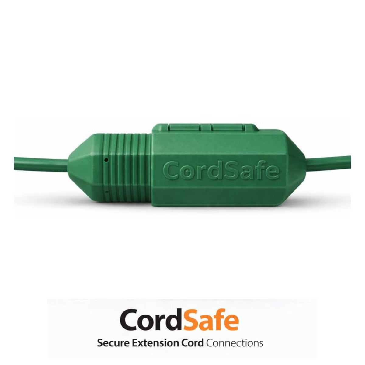 CordSafe open two-piece protector displaying interior fit around plugs, CordSafe enables quick tool-free installation