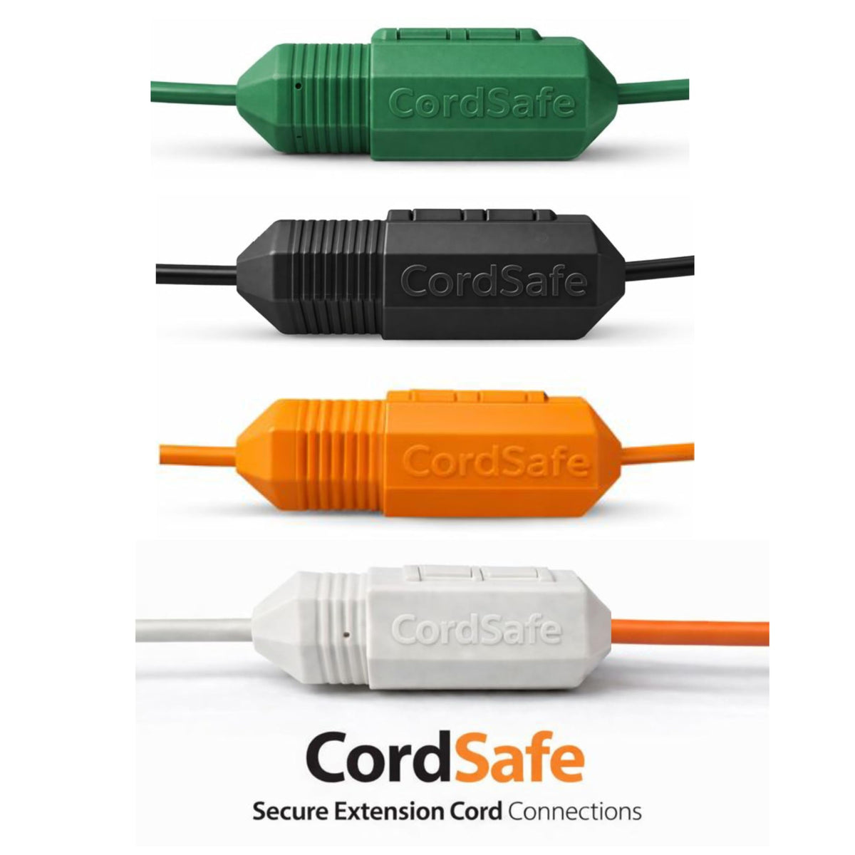 Protective CordSafe Plus cover highlights a safer outdoor connection setup in green.