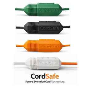 Protective CordSafe Plus cover highlights a safer outdoor connection setup in green.