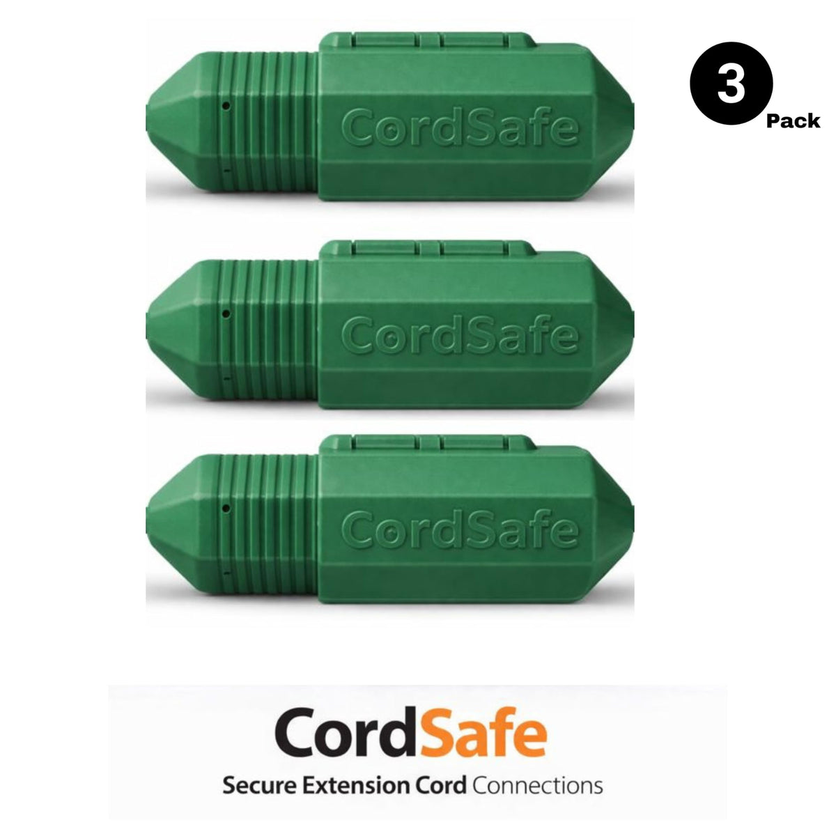 Weatherproof guard from CordSafe Plus protects outdoor cords against rain and snow.