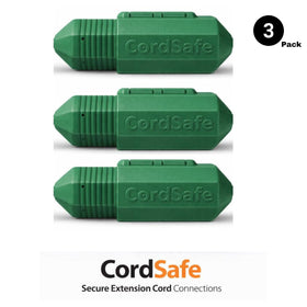 Weatherproof guard from CordSafe Plus protects outdoor cords against rain and snow.