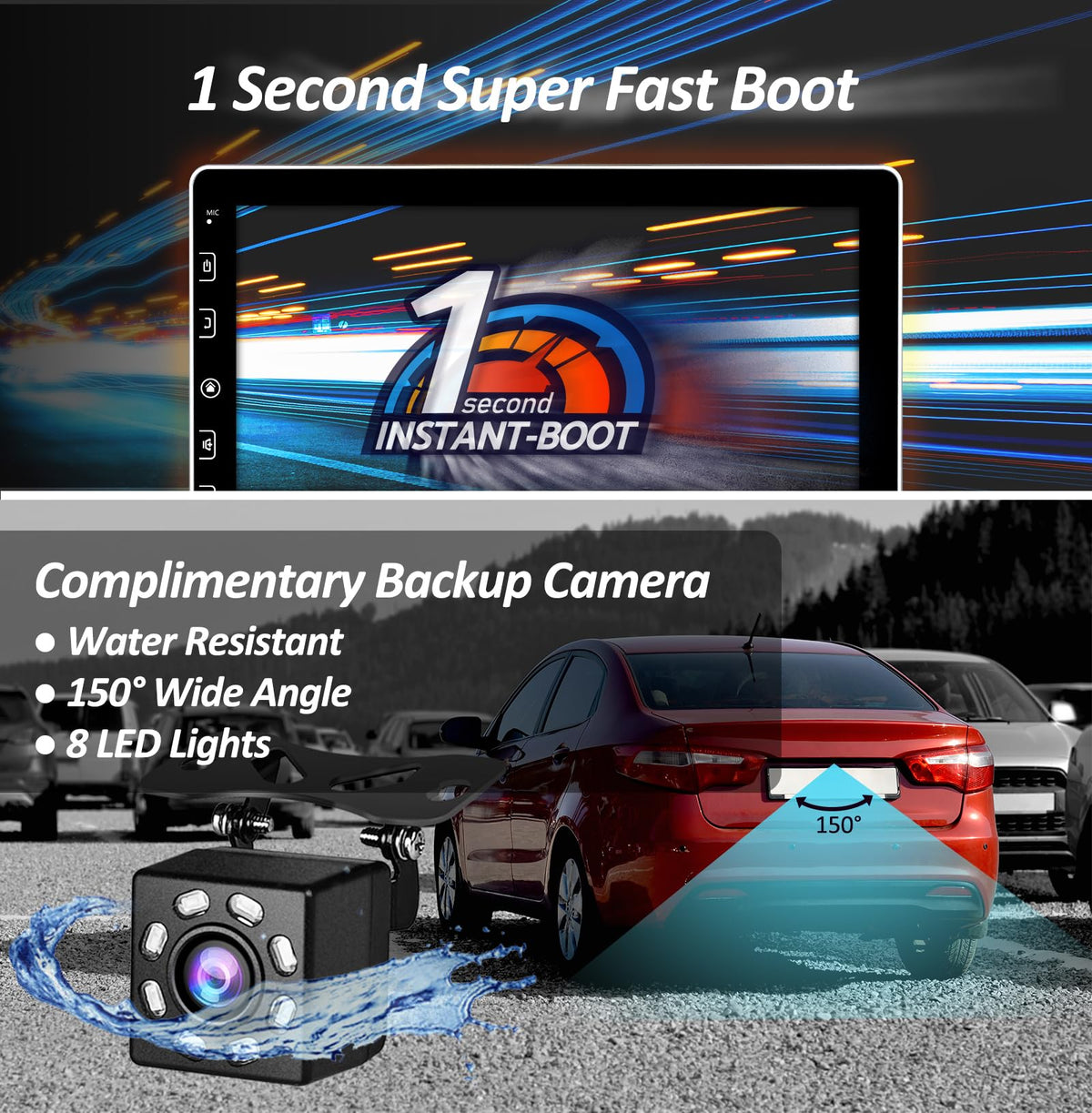 COREHAN waterproof wide-angle backup camera for safer parking