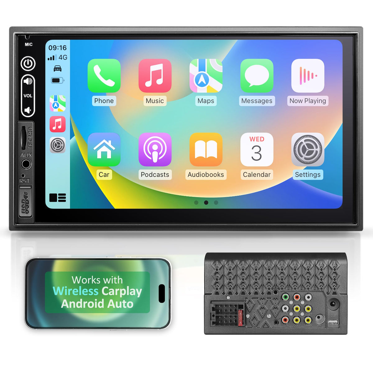 Corehan wireless CarPlay on 7-inch display for hands-free navigation.
