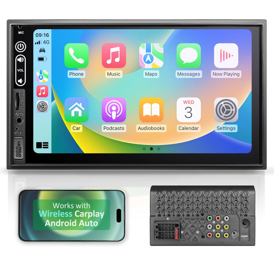 Corehan wireless CarPlay on 7-inch display for hands-free navigation.