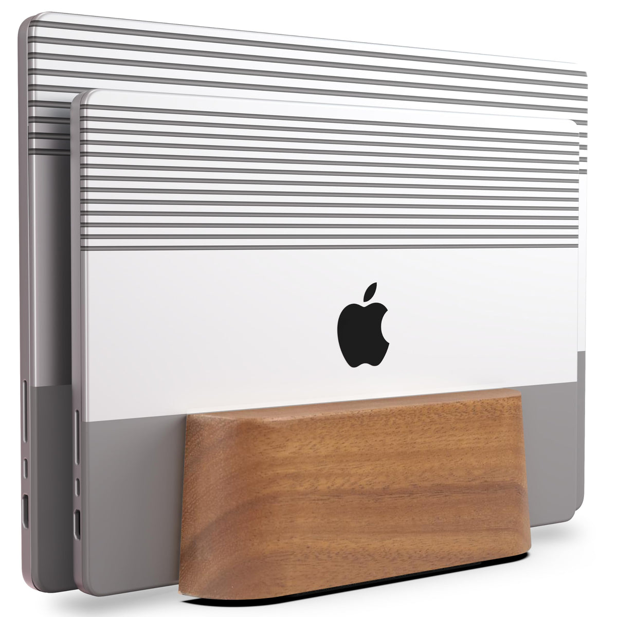 COREMINDED front view of wooden laptop stand showing elegant desk saving benefit