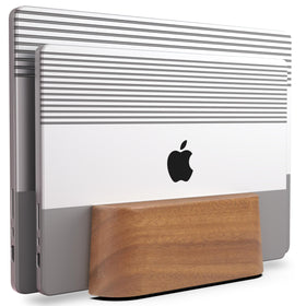 COREMINDED front view of wooden laptop stand showing elegant desk saving benefit