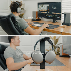 COREMINDED heavy-duty wooden headphone holder securely supports gear