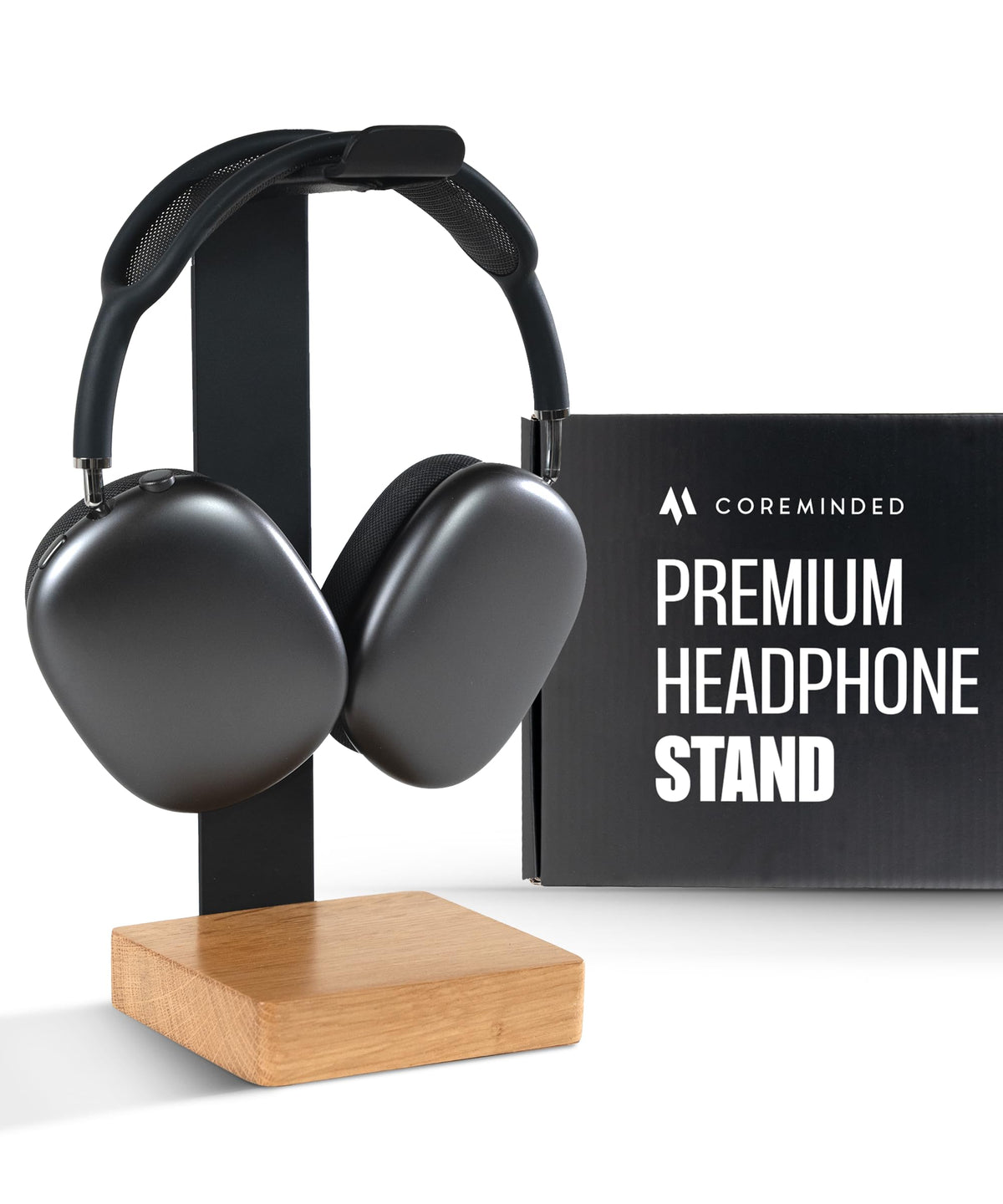 COREMINDED universal headphone stand on desk base providing stable organization