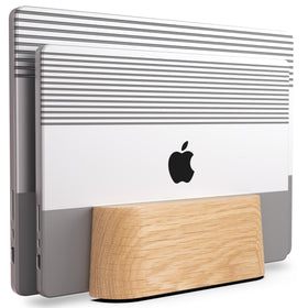 COREMINDED wooden laptop stand front view showing elegant design and space saving