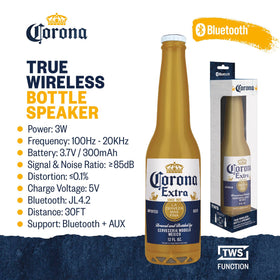 Corona Beer Bottle Bluetooth Speaker side buttons for easy control