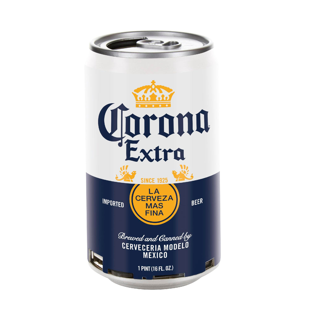 Corona Can Bluetooth Speaker front view, bottle-inspired design for portable vibes.