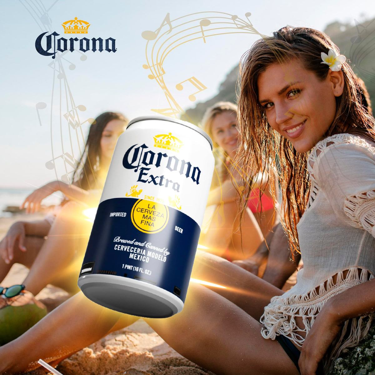 Corona Can Bluetooth Speaker with AUX port, flexible wired playback.