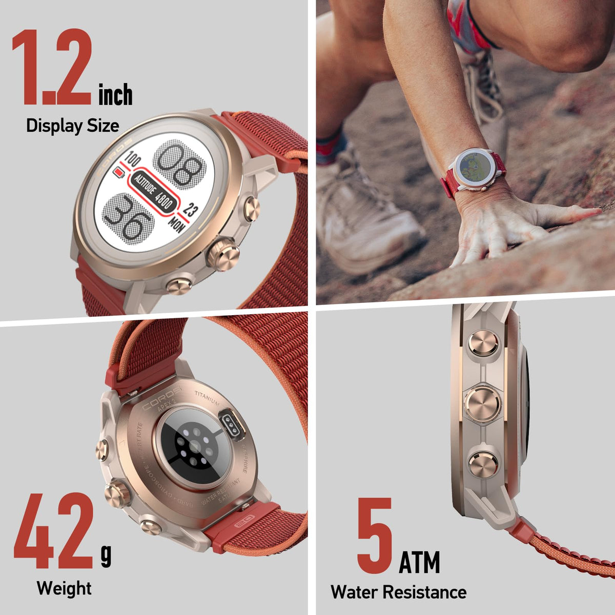 COROS APEX 2 nylon band offers lightweight comfort during long rides