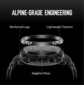 COROS APEX 4 touchscreen display shown with sapphire glass in daylight