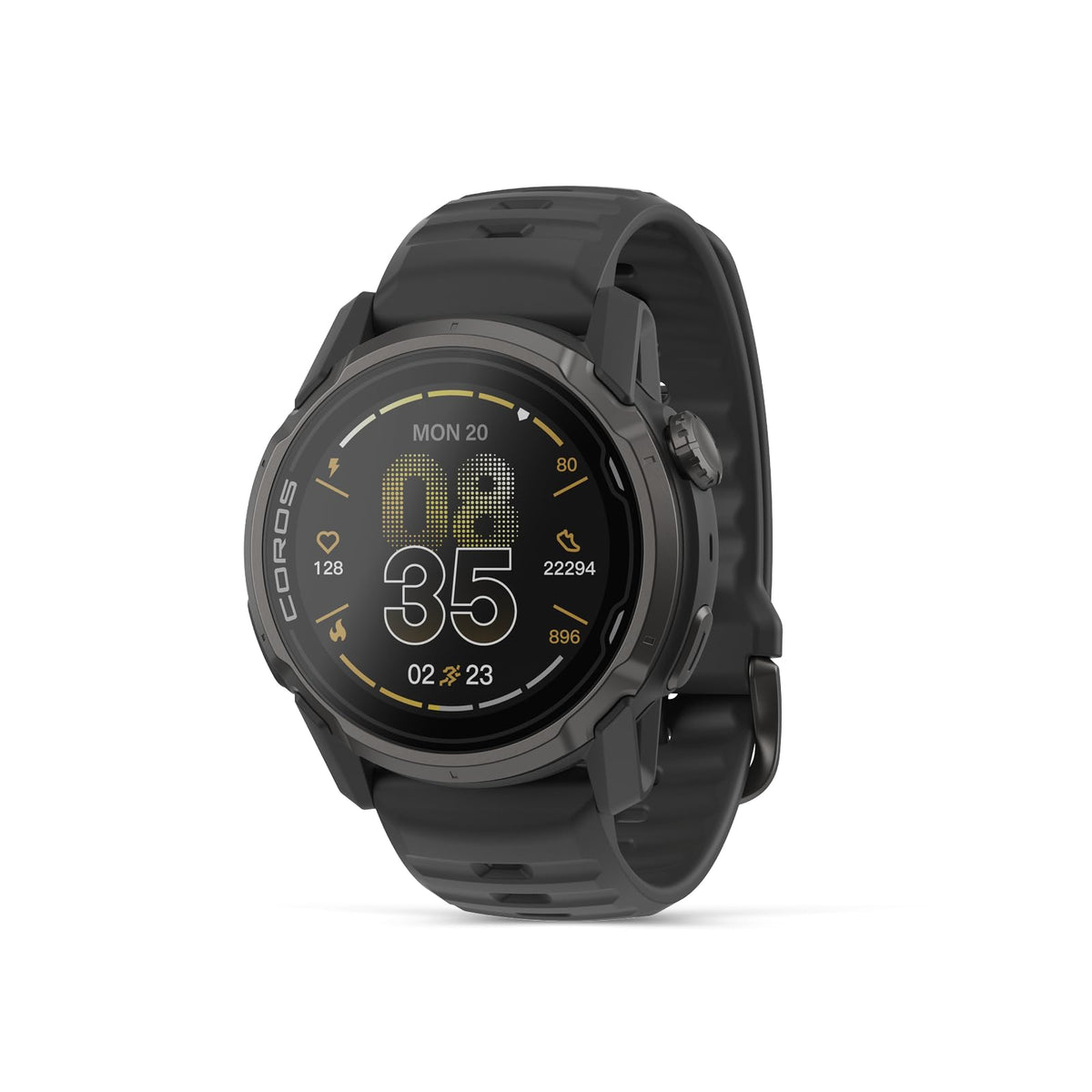 COROS APEX 4 on the wrist with a rugged titanium frame for trail use