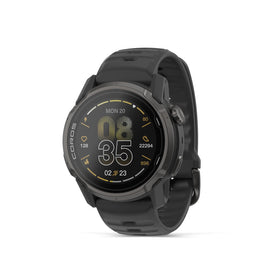 COROS APEX 4 on the wrist with a rugged titanium frame for trail use