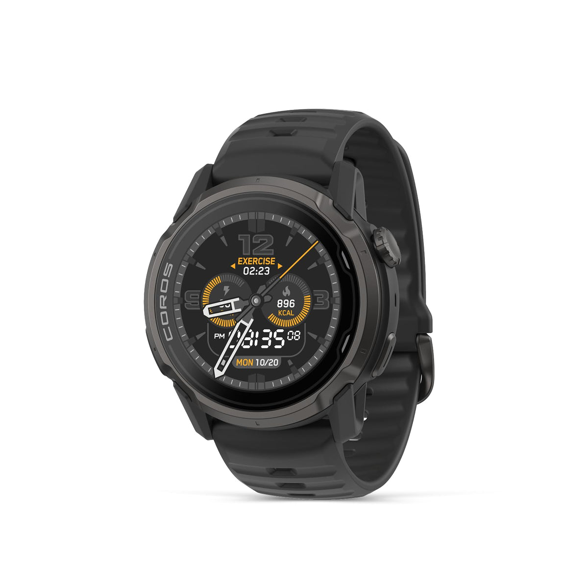 COROS APEX 4 46mm titanium chassis shown for rugged outdoor durability.