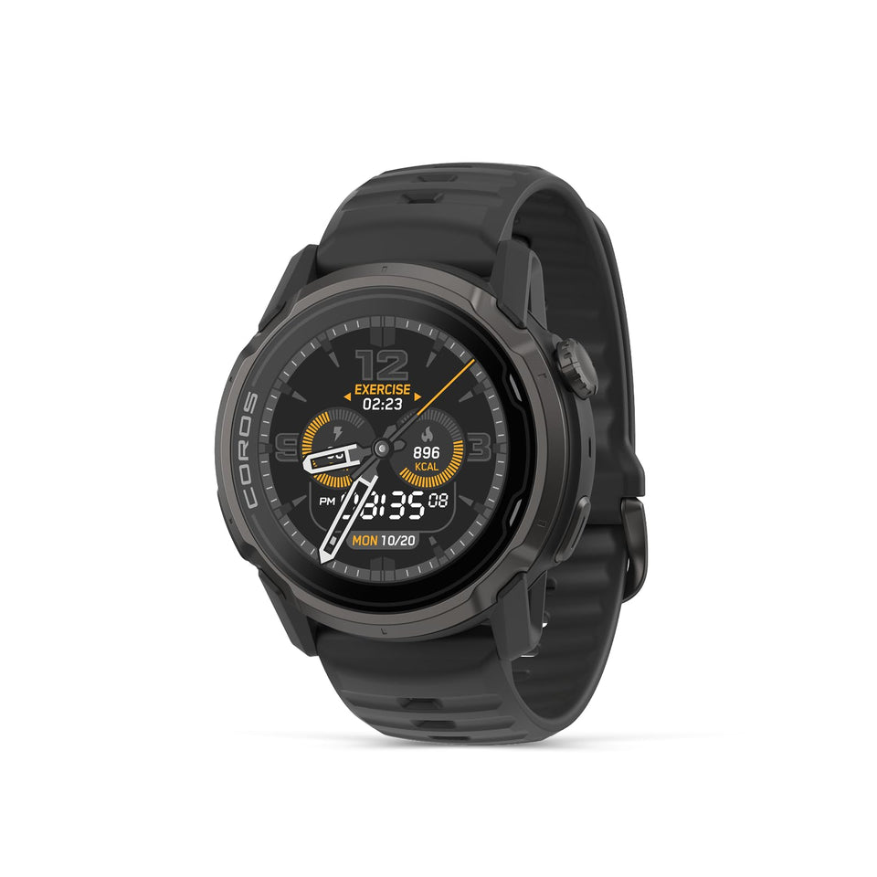 COROS APEX 4 46mm titanium chassis shown for rugged outdoor durability.