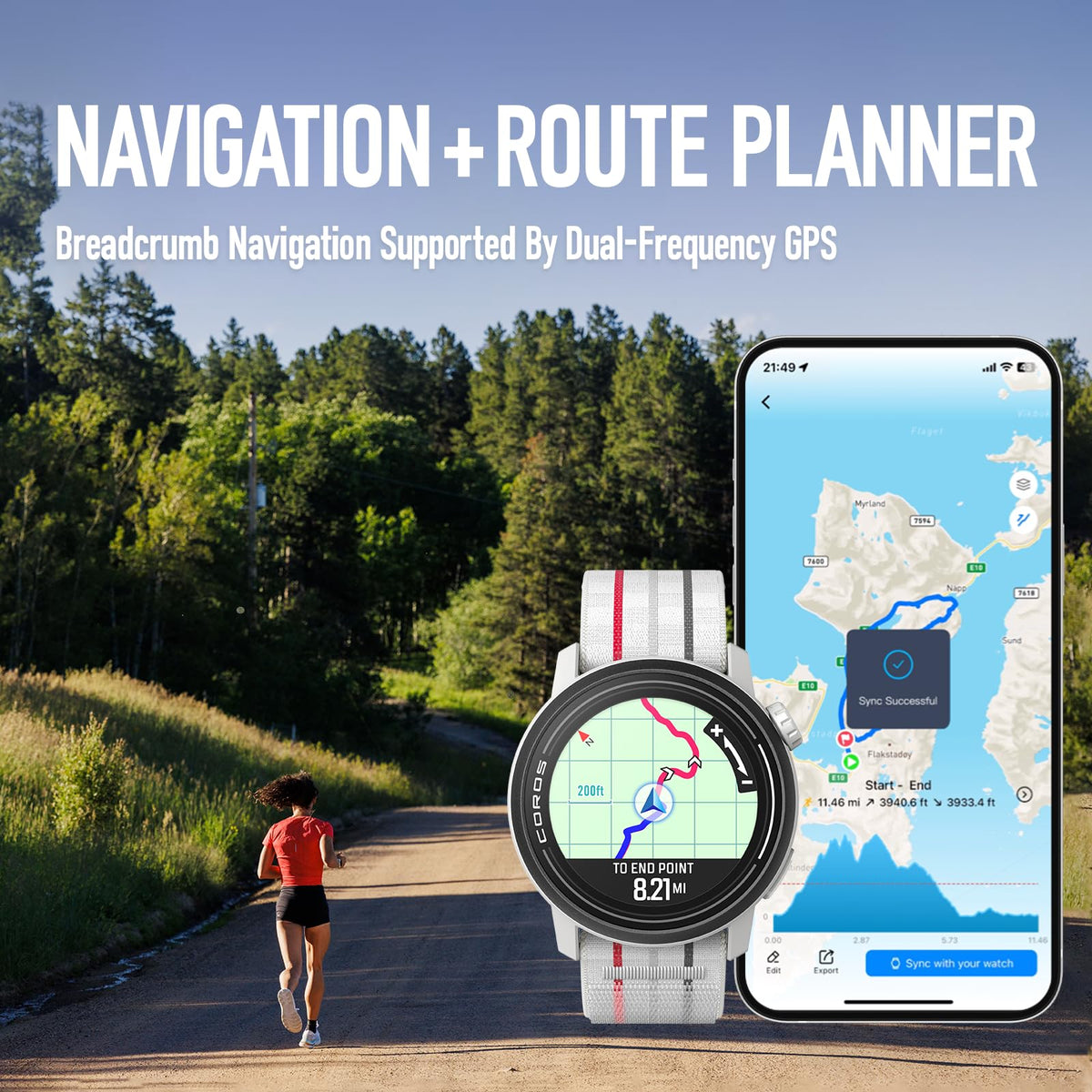 COROS PACE 3 dual-frequency GPS for accurate routes in urban canyons.
