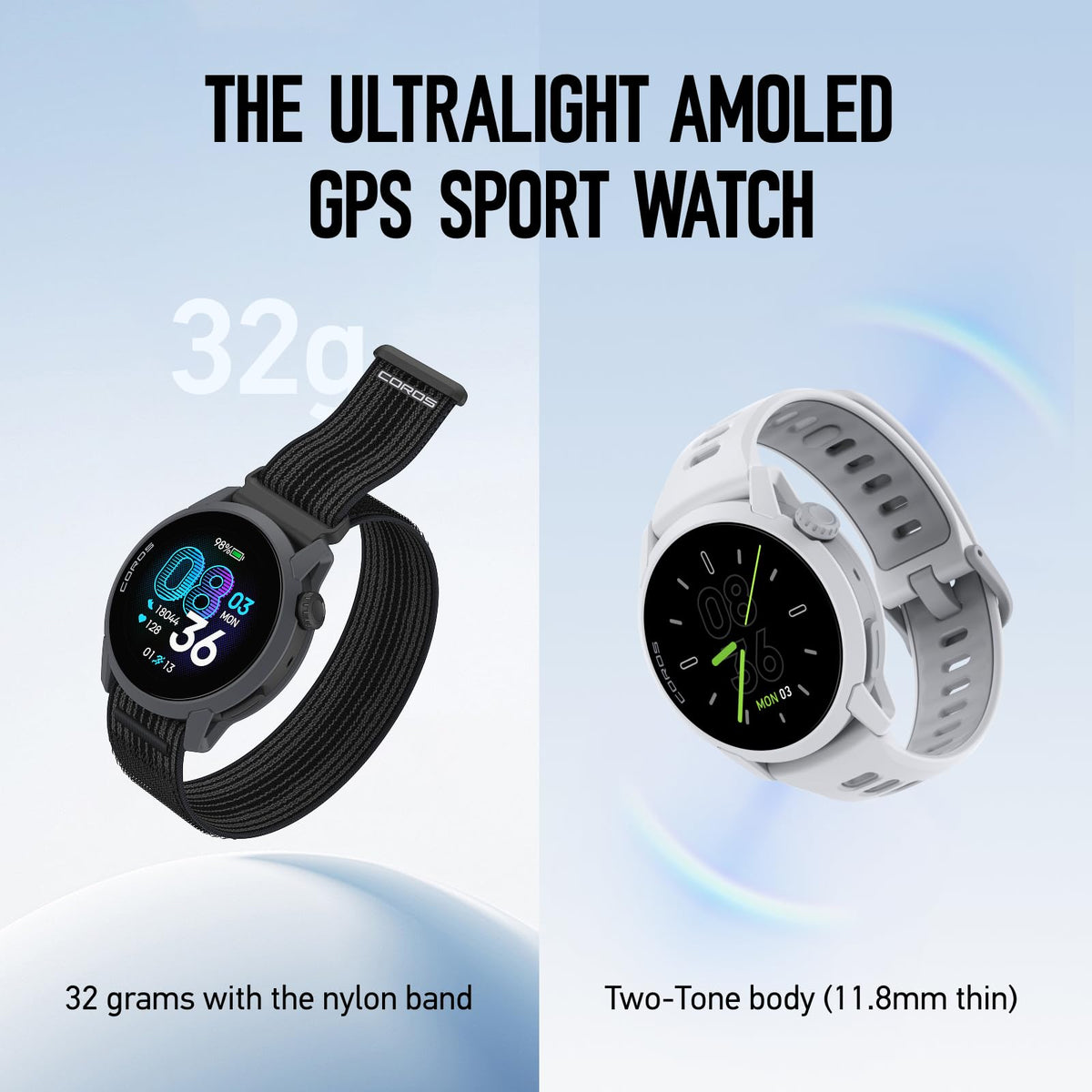 COROS PACE 4 slim side profile highlighting ultralight comfort.