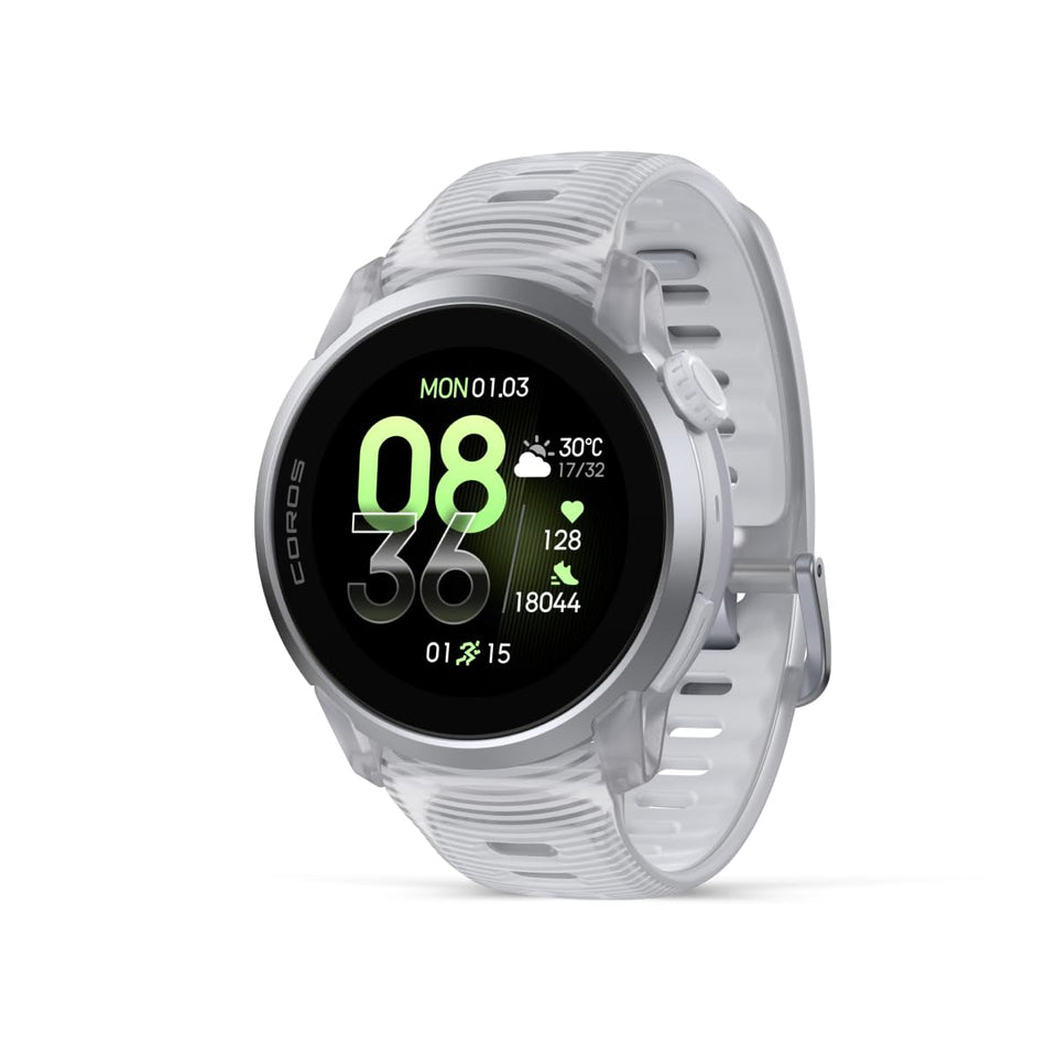 COROS PACE 4 front view shows slim profile and comfortable nylon band for daily wear.