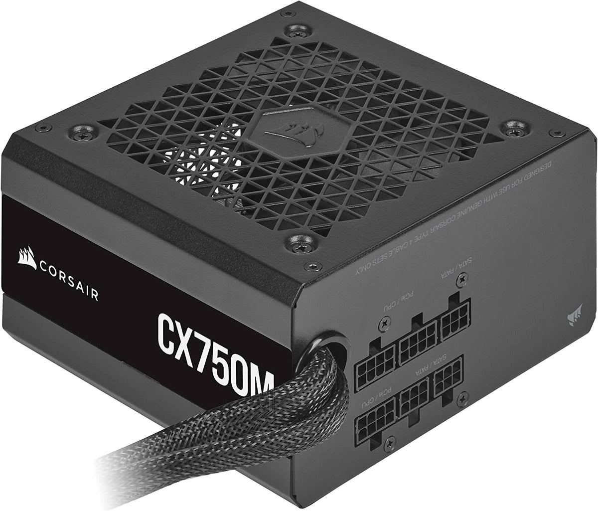 Corsair CX-M CX750M Renewed back view highlighting modular ports for easy cable routing.