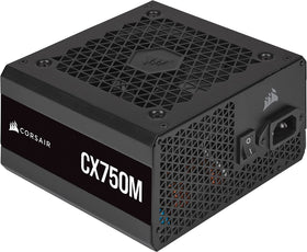 Corsair CX-M CX750M Renewed front view showing compact modular design for tidy builds.